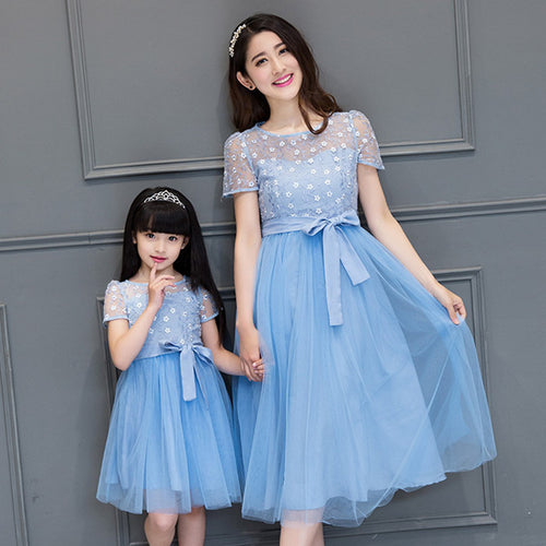 Lace dress pink and blue