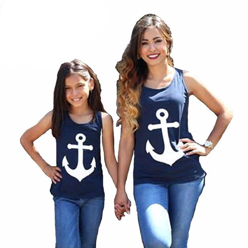 Anchor Print Bow Sleeveless Top