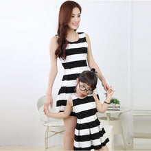 black white stripe sleeveless dress