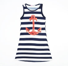 Sleeveless Casual Striped Anchor Dress