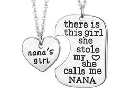 2pcs set Grandma/grandpa/mommy/daddy/nana and me cut out dog tag necklace