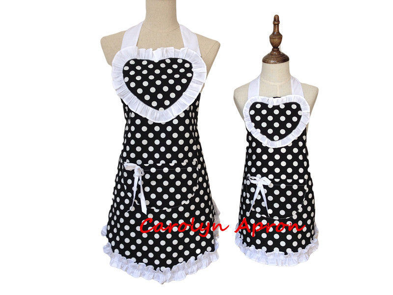 2pcs set Retro Polka Dot Cotton Apron