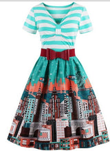 Vintage V Neck print Women Dress 3 prints